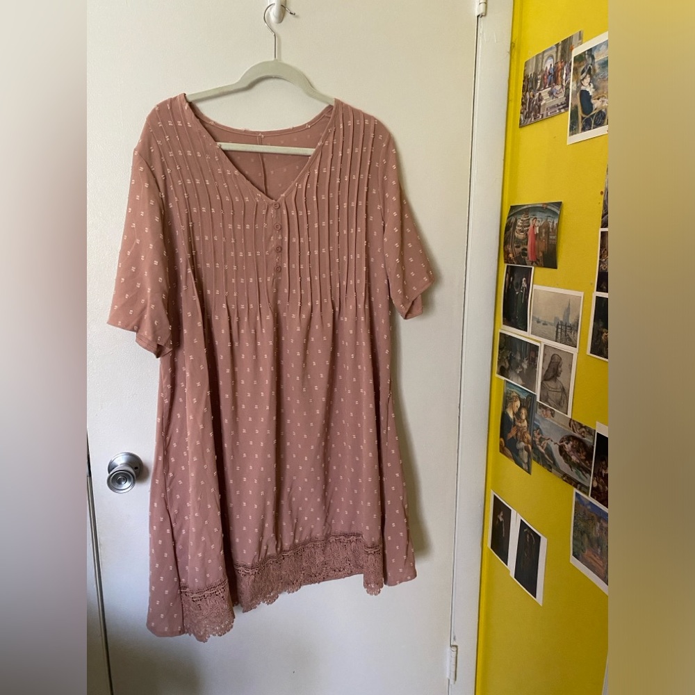 Emery Rose Pretty Crochet Lace Hem Tunic Dress